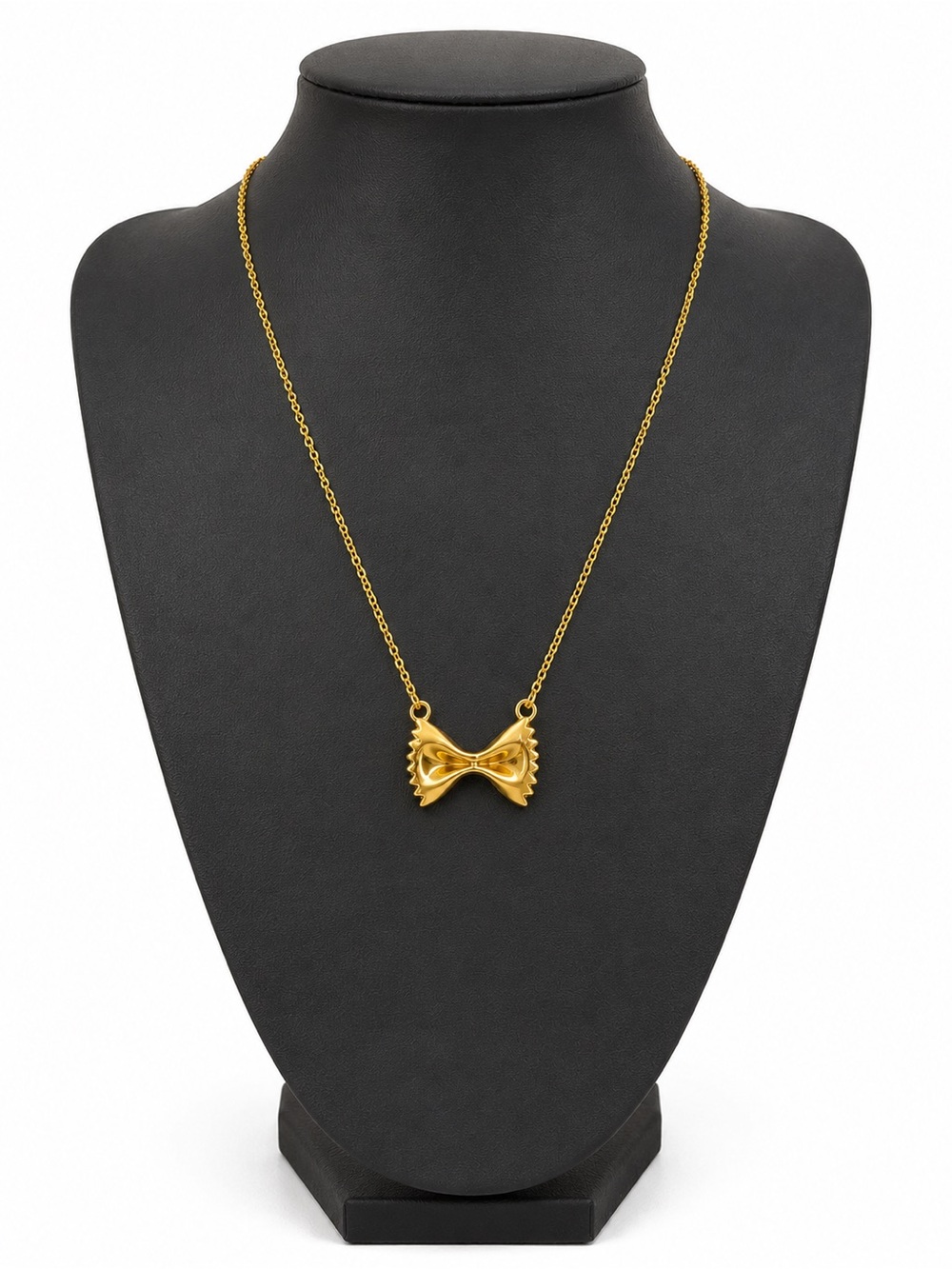 Farfalle Bow Tie Pasta Necklace 18k Gold Plated Stainless Steel - Brand New - Picture 4 of 4